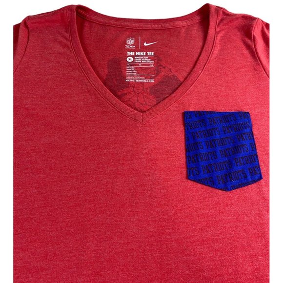 NFL Team Nike New England Patriots Shirt Sz XL Red V-Neck Top Short-Sleeve - Picture 3 of 9